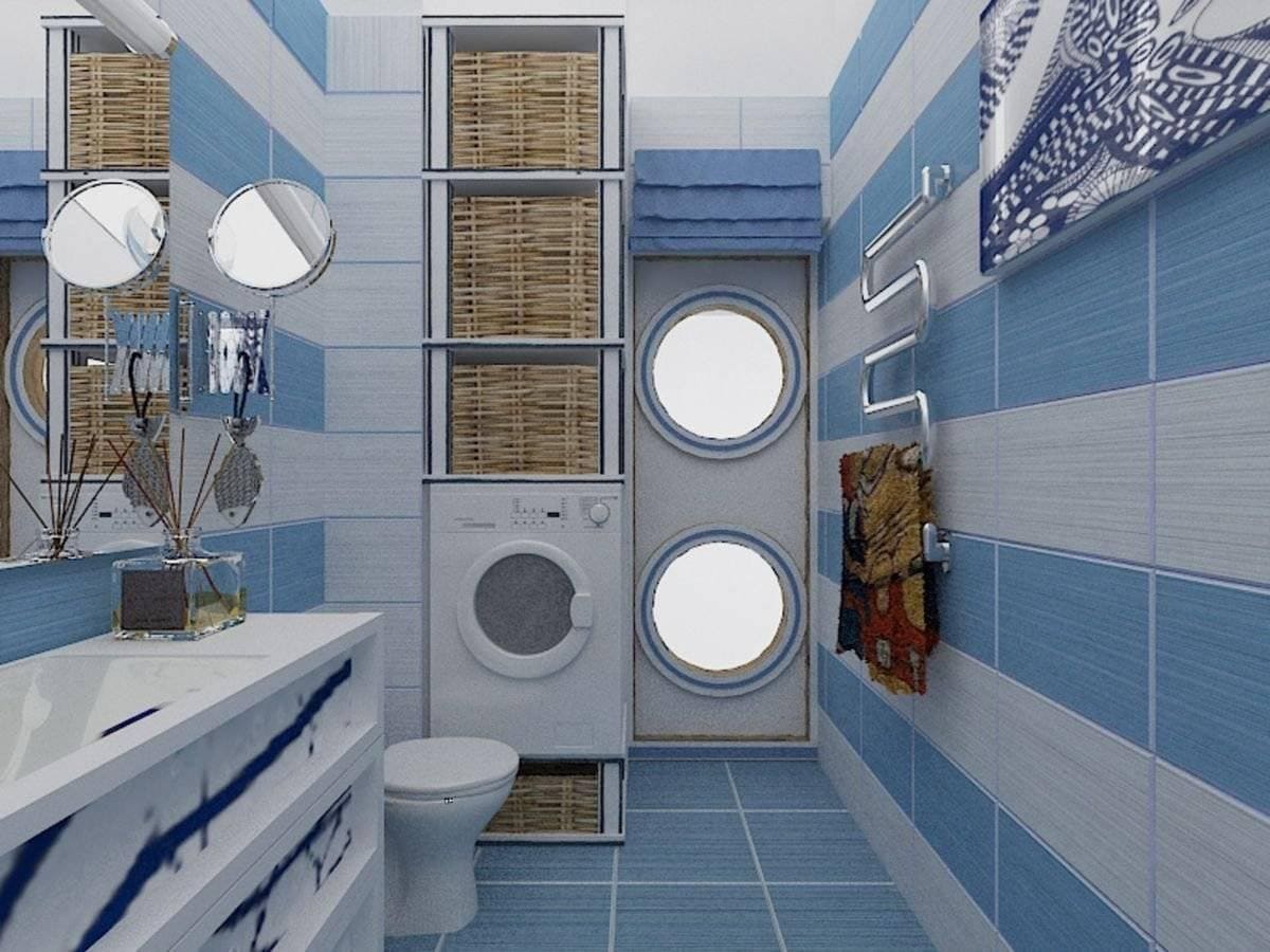 Дизайн туалетной комнаты в квартире в голубых оттенках