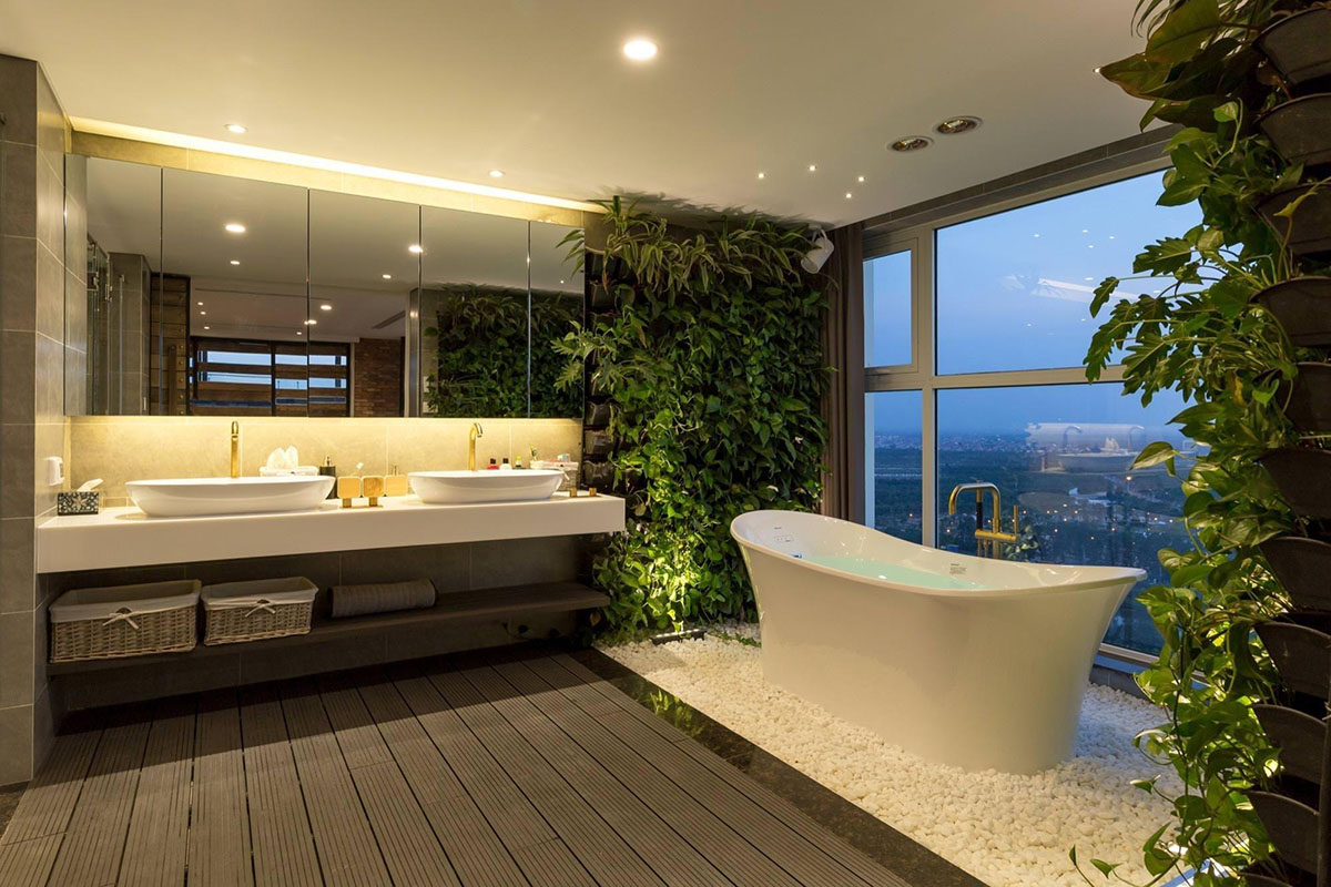 Шикарный дизайна ванной комнаты в эко-стиле