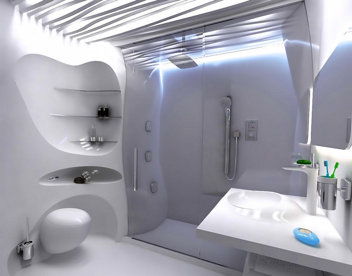 Шикарный дизайна ванной комнаты в стиле футуризм